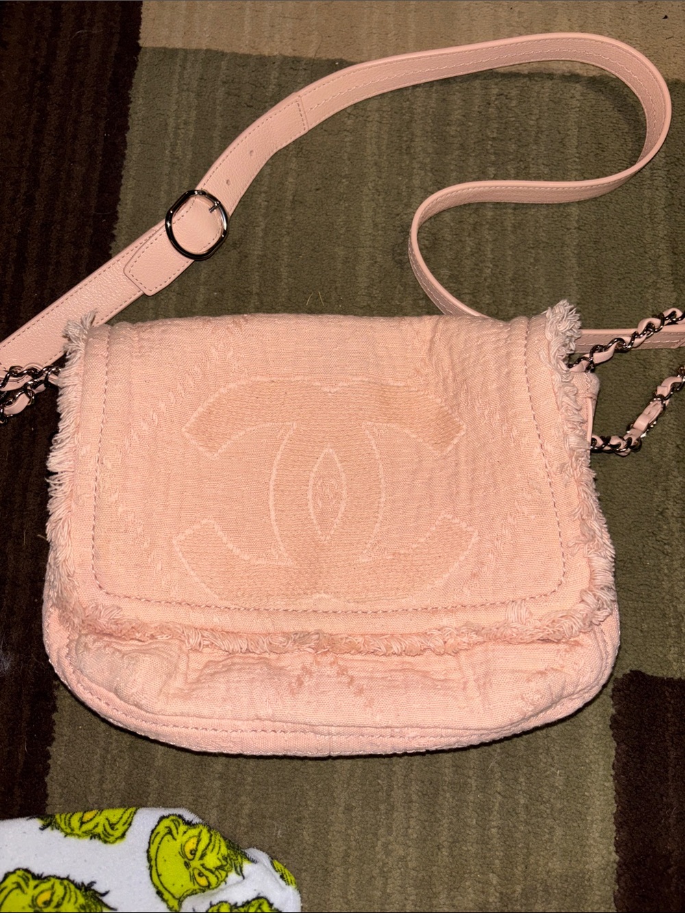 CHANEL Soft Pink Quilted Fringe Shoulder Bag